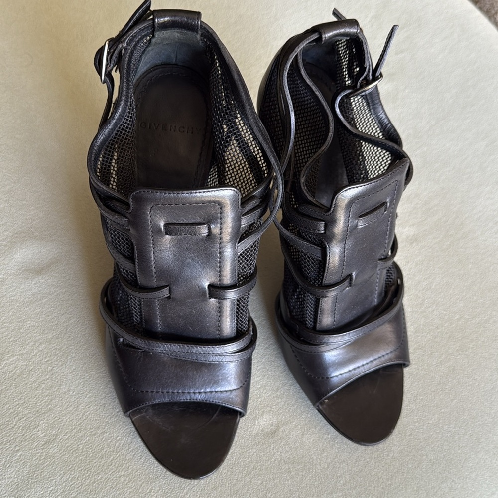 GIVENCHY leather mesh accent lace up boots - Picture 9 of 11